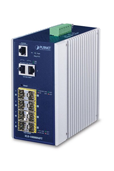Planet Switch Ethernet industrial IP30, complet gestionat, cu 8 porturi SFP+ ...