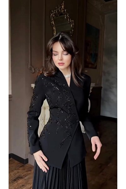 MODA New season, custom-designed, stone-embellished dabil fabric jacket and c...