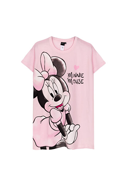 Zumzeria Pink Cotton Nightgown with Minnie Mouse Print for Women - One Size