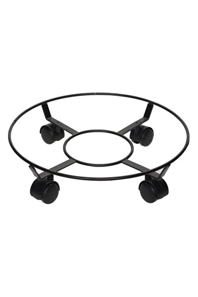 Zumzeria Suport rotund din metal negru pentru ghiveci cu roți Ø35x9.5cm