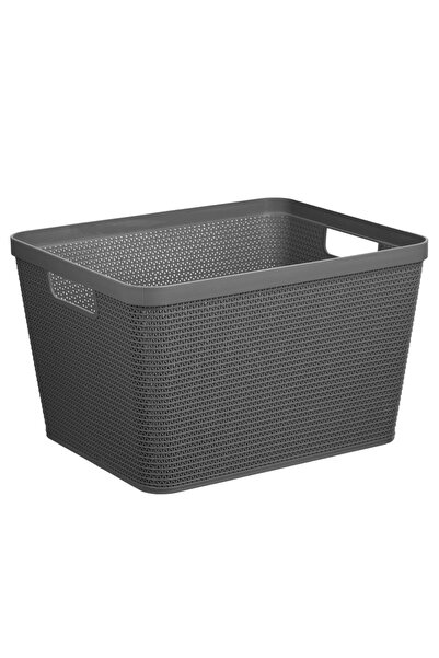 Zumzeria Anthracite Plastic Storage Basket with Handles 20L