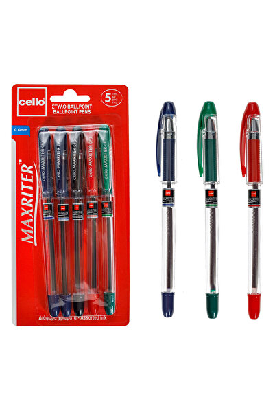 Zumzeria Set of Ballpoint Pens Grip Blue Black Green Red 0.6mm - 5pcs