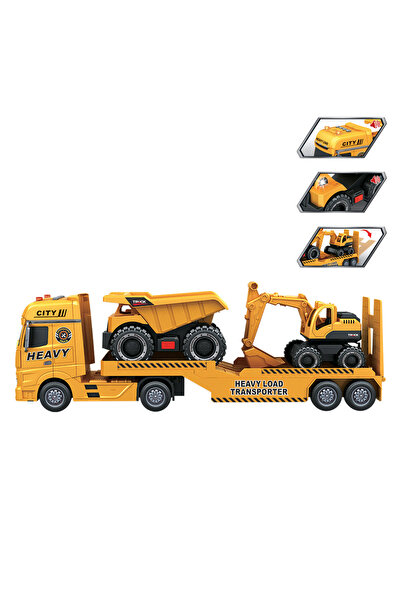 Zumzeria Camion cu 2 vehicule de construcții cu lumini și sunete