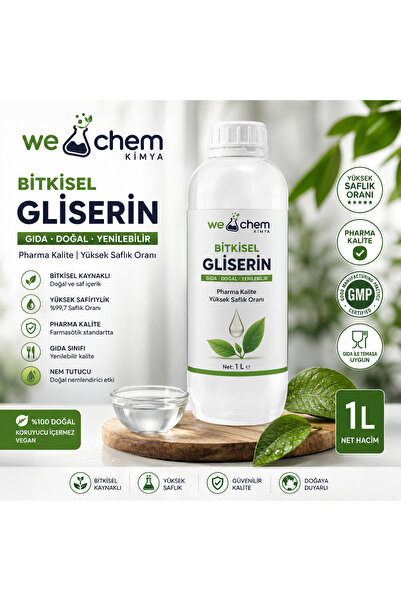 WE CHEM DOĞAL GIDA KALİTE BİTKİSEL GLİSERİN PHARMA %99.7 SAFLIKTA 1LT