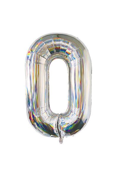 Zumzeria Balon de petrecere holografic cu folie argintie Nr. 0 - 81cm