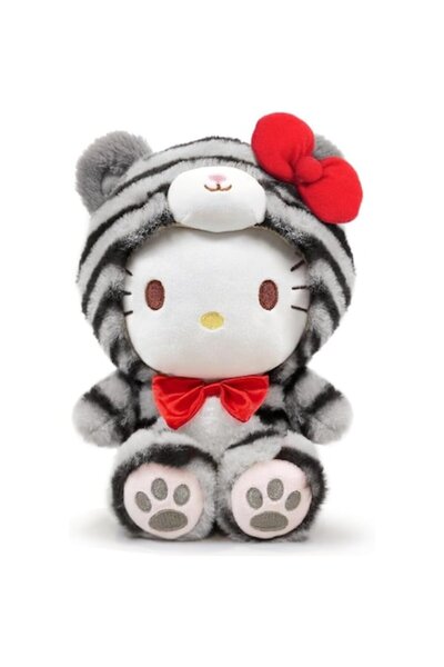 OEM Jucărie de pluș pufoasă Hello Kitty Tigru Gri, 25 cm, Păpușă moale, Cadou...