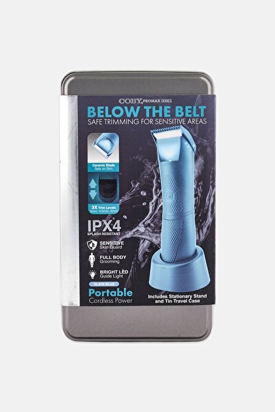 Coby Below The Belt Trimmer With Stand And Tin Travel Case, Slate Blue