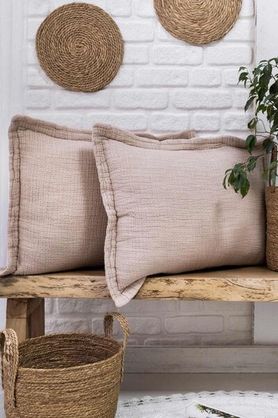 Layan Home 100% Cotton Muslin 7-Layer Filled Double-Sided Pillowcase