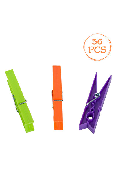 Zumzeria Cleștișori de rufe din plastic verzi, portocalii și mov, 8,5 cm - 36...