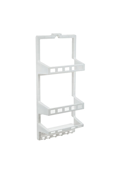 Zumzeria Raft alb din plastic cu 3 compartimente și cârlige pentru baie 27x12...