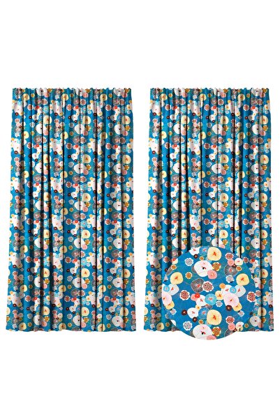 Kidizi Set of 2 curtains 180 x 240 cm, blackout 60%, modern print, Poppies, m...