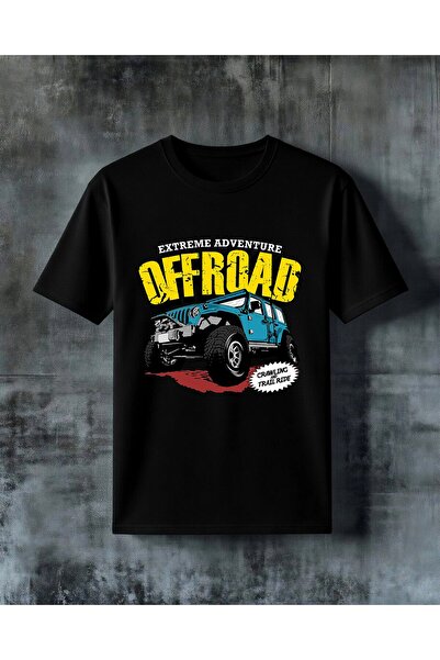 COMVİCHO تي شيرت مطبوع عليه offroad jeep adventure مقاس كبير