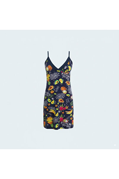 Lady Lingerie Avocado Patterned Lingerie Dress %93 Cotton - Made in Turkey