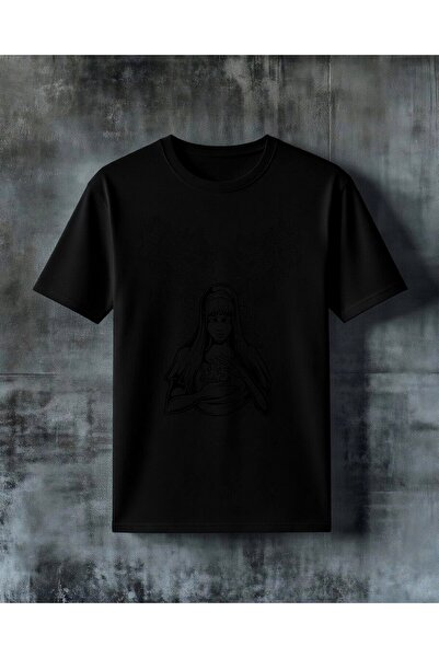 COMVİCHO Female Portrait Flower Art Printed Oversize T-Shirt