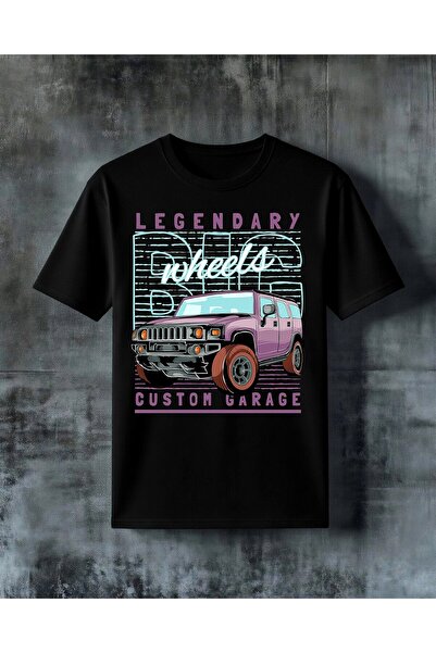 COMVİCHO Legendary Wheels Custom Garage Printed Oversize T-Shirt
