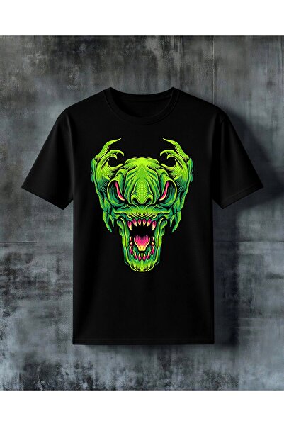 COMVİCHO Red and Green Monster Printed Oversize T-Shirt