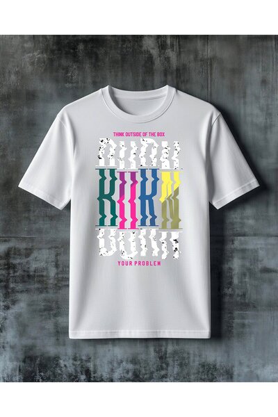 COMVİCHO Think Outside Box Slogan Printed Oversize T-Shirt