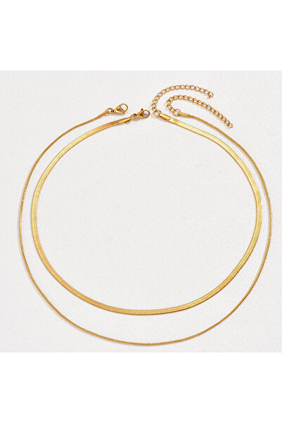 Kracer Set of 2 18K Gold Plated Necklaces, Duo Layer