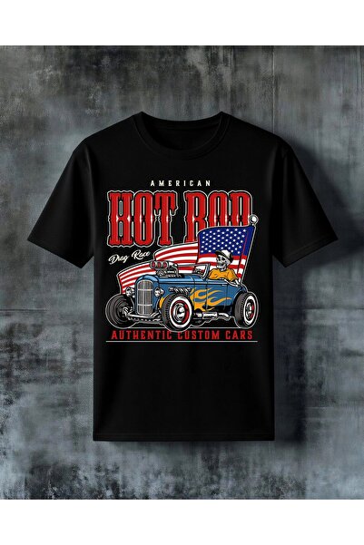 COMVİCHO Hot Rod Drag Race Printed Oversize T-Shirt