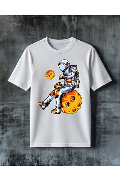 COMVİCHO Astronaut Moon 6 Printed Oversize T-Shirt