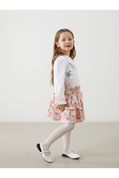 LC Waikiki Nevavm Floral Girl's Skirt with Elastic Waist