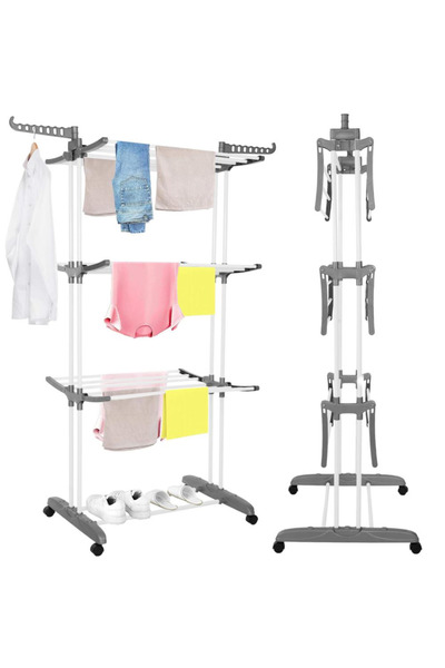 varioshop ®   Uscător de rufe vertical pliabil, 3 niveluri, 6 brațe pliabile,...