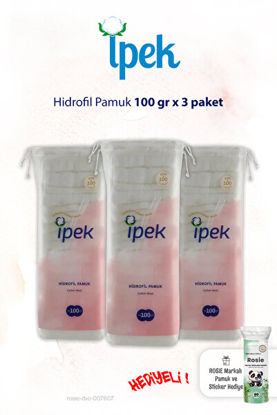 İpek 100 gr x 3 Paket Hidrofil Pamuk ve ROSIE
