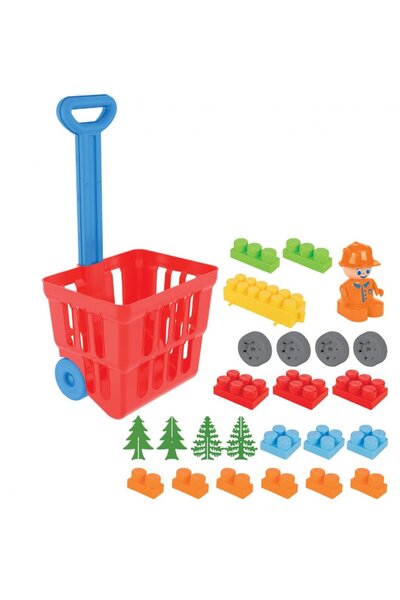 PİLSAN Set cuburi constructie Fill and Roll in troller transport,24 piese mul...