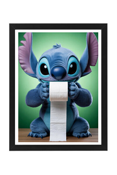 Boomah Accessories Stitch Funny Bathroom Framed Poster 30x40 cm – Toilet Pape...