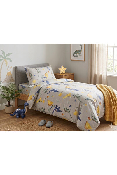 bubb hubb Dinosaur Patterned Single Children/Teenagers' Bedding Set 100% Cott...