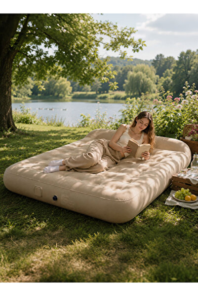 Generic PVC camping pad with built-in air pump, thickly padded and plush bed,...
