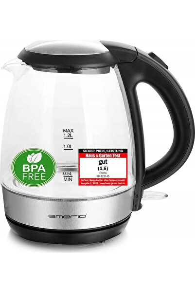 Emerio Fierbător, 1,2L, sticlă, fără BPA