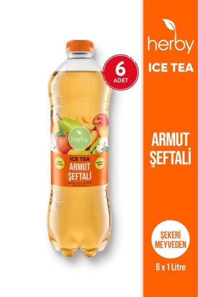 Herby Ice Tea Armut Şeftali Soğuk Çay 1 Litre x 6 Adet