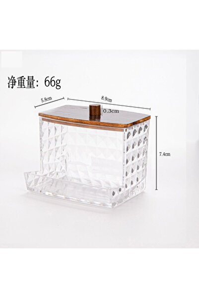 Choice7 H 9X7.2X10 Transparent Cotton Swab Cotton Pad Storage Box with Bamboo...