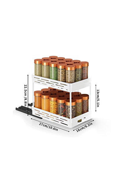Choice1 White L Large Capacity Seasoning Spcie Jar Racks Pull-out 2 Layers Pl...