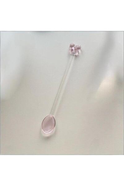 Choice A Pink Bow Glass Coffee Spoon Long-handled Dessert/milk Tea Stirring S...