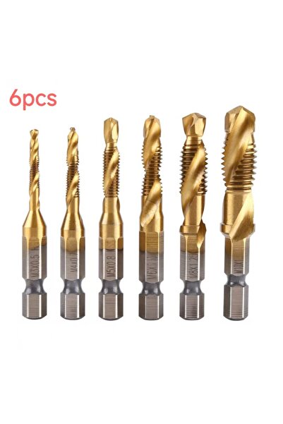Choice 6pcs Gold 6pcs Multi Functional HSS Drilling Tapping Integrated Spiral...