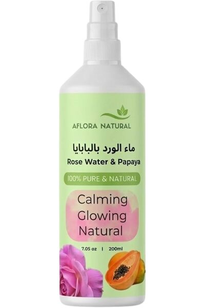 AFLORA Rose Water Facial Toner with Papaya Extract, Smoothing & Brightening M...