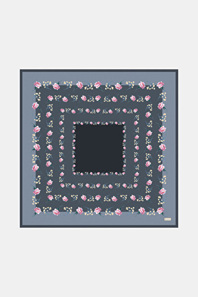 Vakko ÇİÇEK DESENLİ TWILL İPEK EŞARP