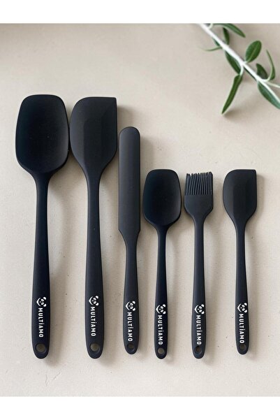 Multiamo Set of 6 Fireproof Non-Stick Silicone Egg Brush Spoon Knife Pie Spat...