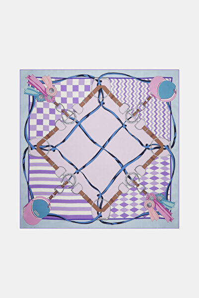 Vakko LİLA OBJE DESENLİ TWILL EŞARP