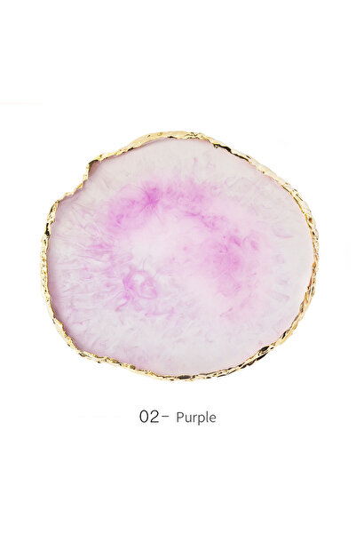 Choice9 2.Purple 1PC Round Resin Agate Stone Nail Art Palette False Nail Tips...