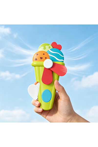 KMT Ice Cream Design Hand Fan, 14 cm, Green, No Batteries
