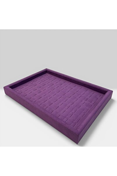 STAND MARKET منظم خواتم مخملي مع 72 قسمًا وطاولة عرض باللون الأرجواني - 24x34 سم