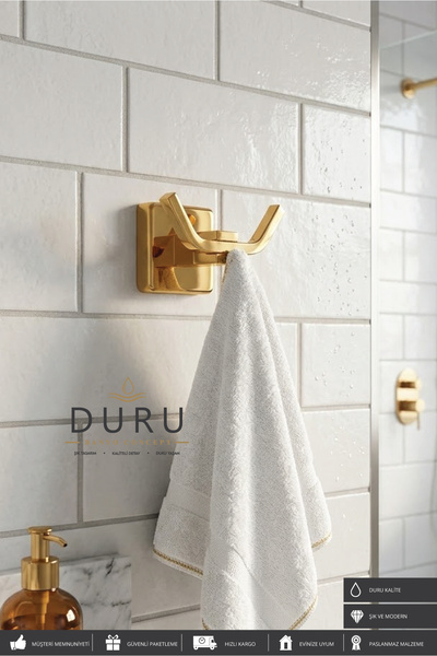 DURUBANYOCONCEPT AKSU KARE İKİLİ BORNOZLUK BORNOZ ASKILIĞI GOLD PASLANMAZ ÇELİK