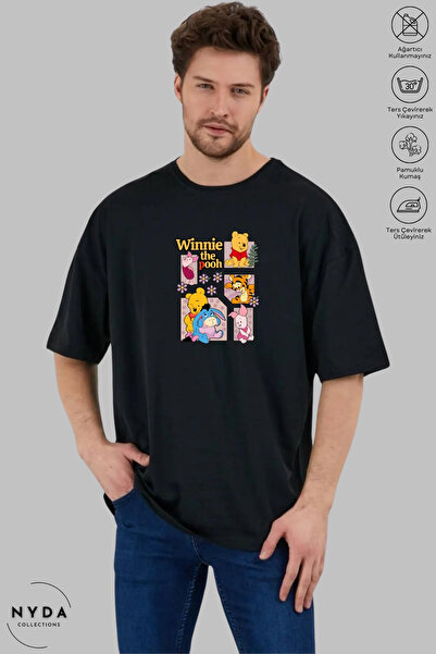 Nyda Collections Tricou oversize cu mânecă scurtă din bumbac imprimat Winnie ...