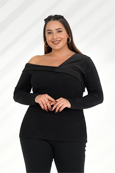 Roxxlen Women's Plus Size Double Breasted Collared Blouse