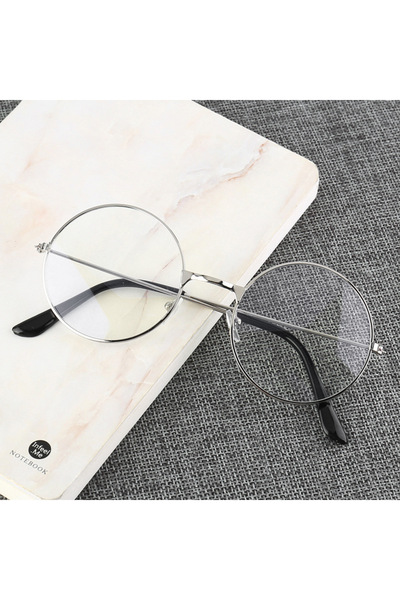 choice2 نظارات فضية للرجال والنساء بتصميم دائري كلاسيكي مع عدسات مضادة للضوء ...