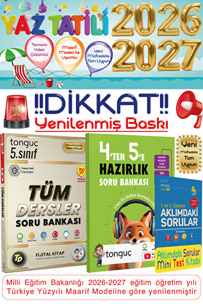Tonguç Yayınları 4'ten 5'e Hazırlık Kitabı & 5. Sınıf Tüm Dersler Fijital Ban...