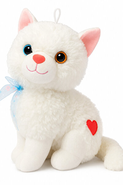 cicilop Peluş Sesli Beyaz Miyavlayan Van Kedisi 33 cm Kedi